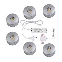 Комплект светильников универсальных Uniel ULM-R04-1W*6/NW SILVER 220/90В 320мА 1Вт 100Лм 4500К IP33 картинка 